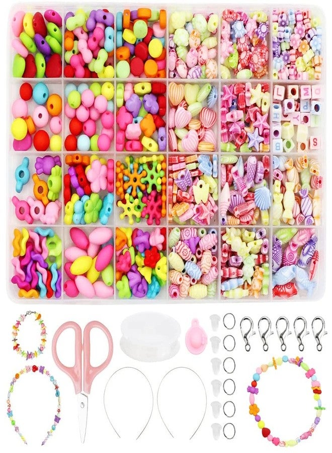 DOOMSDAY Colourful Beads Jewelry Making Kit for Girls - DIY Bracelet, Necklace, and Hair Band Craft Set - Eco-Friendly Acrylic Beads with Storage Case for Girls Over 3 Years - Image 1